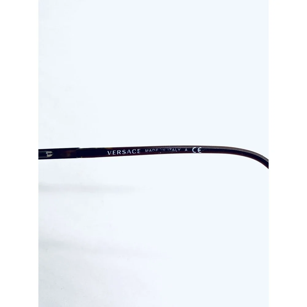 Versace Silver & Brown Half Rim Rectangular Glasses Italy 50 18 135